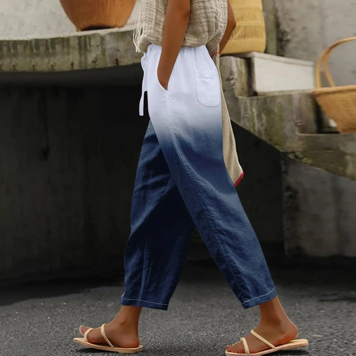 Linen Blend Pants for Women Drawstring Pants Linen Blend Pants for Women Linen Pants Women Beach Linen Pants Women