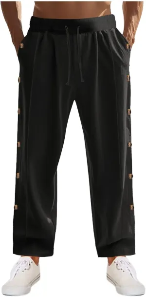 Linen Pants Mens Casual Pants Relaxed-Fit Beach Pants Summer Trousers Soft Elastic Waist Pants