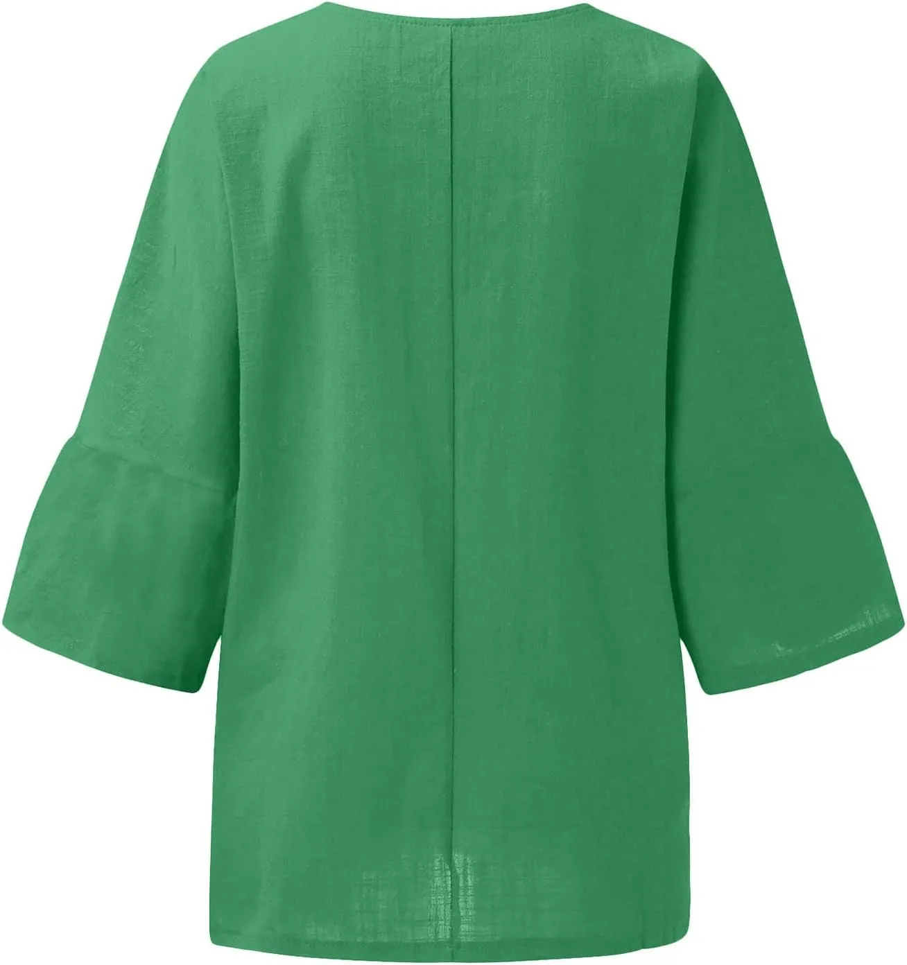 Linen Shirts for Women 3/4 Sleeve Loose Fit Summer Tops Plus Size Crew Neck Blouse Casual Cotton Linen T Shirts