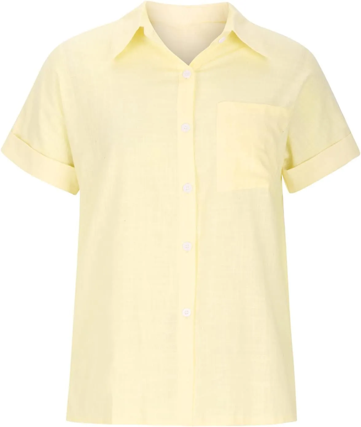 Linen Shirts for Women Loose Fit Casual Summer 2023 Roll Up Shorts Sleeve Button Down Tops Work Office Business Blouses