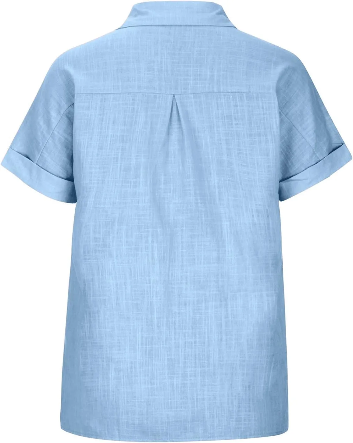 Linen Shirts for Women Loose Fit Casual Summer 2023 Roll Up Shorts Sleeve Button Down Tops Work Office Business Blouses