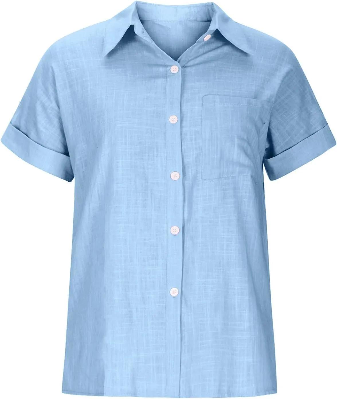 Linen Shirts for Women Loose Fit Casual Summer 2023 Roll Up Shorts Sleeve Button Down Tops Work Office Business Blouses