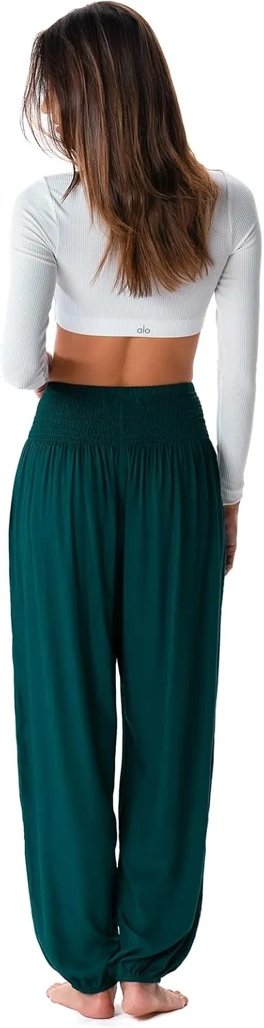 Lotus and Luna Women's Harem Pants Thai Pants for Beach & Lounge High Waisted Flowy Boho Pants Genie Pants Yoga Pants