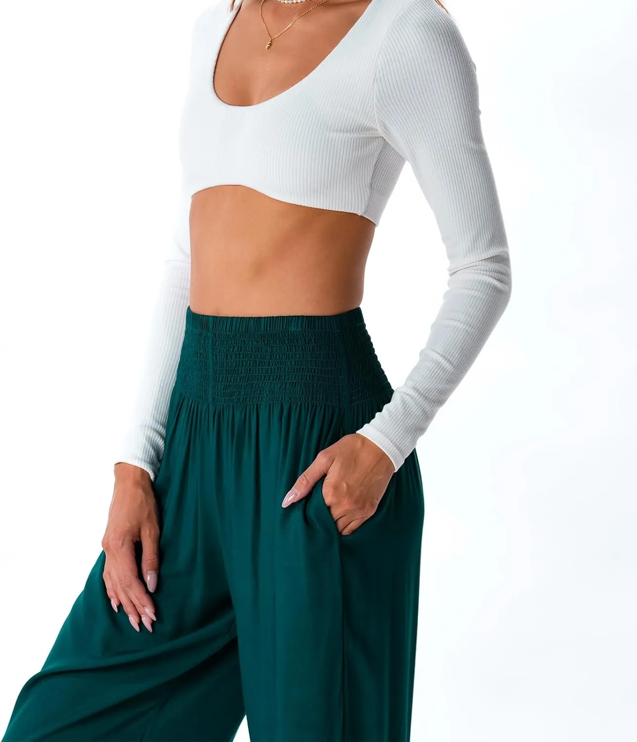 Lotus and Luna Women's Harem Pants Thai Pants for Beach & Lounge High Waisted Flowy Boho Pants Genie Pants Yoga Pants