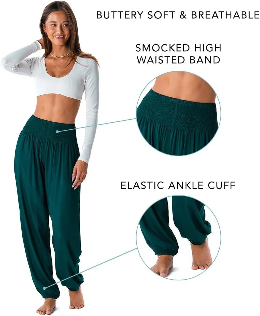 Lotus and Luna Women's Harem Pants Thai Pants for Beach & Lounge High Waisted Flowy Boho Pants Genie Pants Yoga Pants