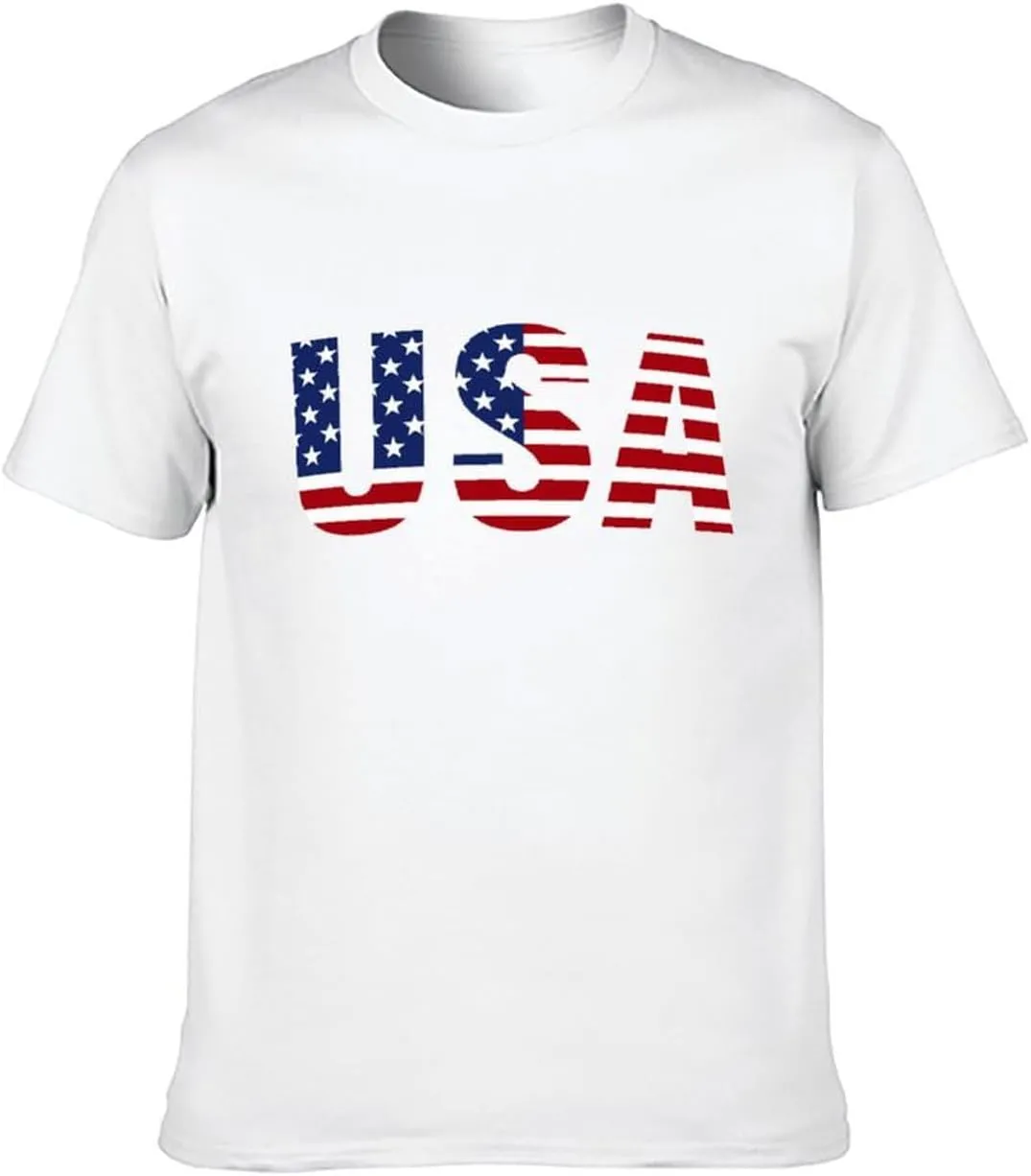 Lzzidou Men's 4th of July Shirts American Flag Patriotic Shirts Short Sleeve USA Memorial Day Cotton T Shirts