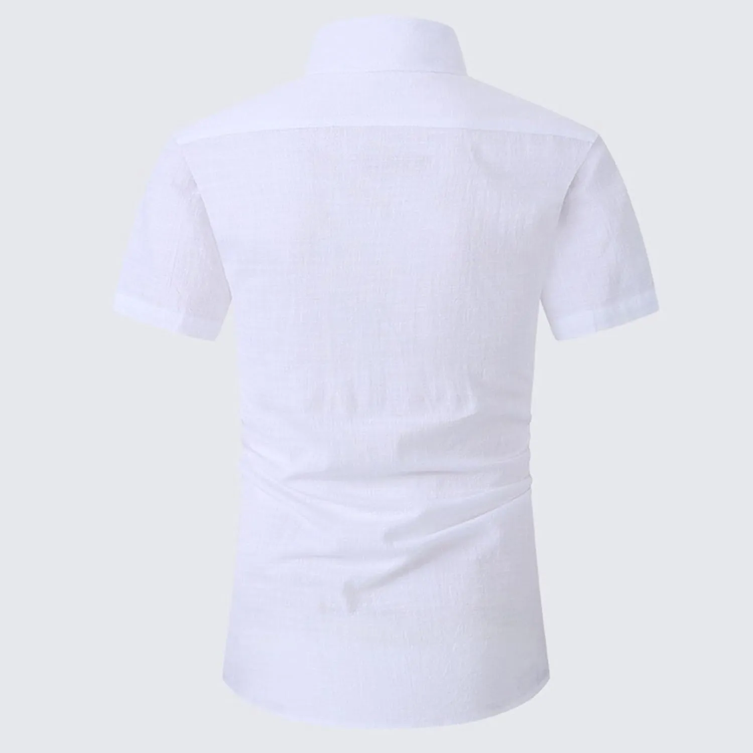Maiyifu-GJ Men's Summer Casual Cotton Linen Shirts Short Sleeve Button Down Dress Shirts Slim Fit Business Formal Shirts