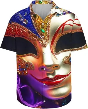 Man Color Block Tops Turtle Neck Blouses for Man Short Sleeve Track Athletic Formal Mardi Gras Cardigan Shirts 2025