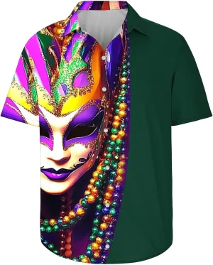 Man Color Block Tops Turtle Neck Blouses for Man Short Sleeve Track Athletic Formal Mardi Gras Cardigan Shirts 2025