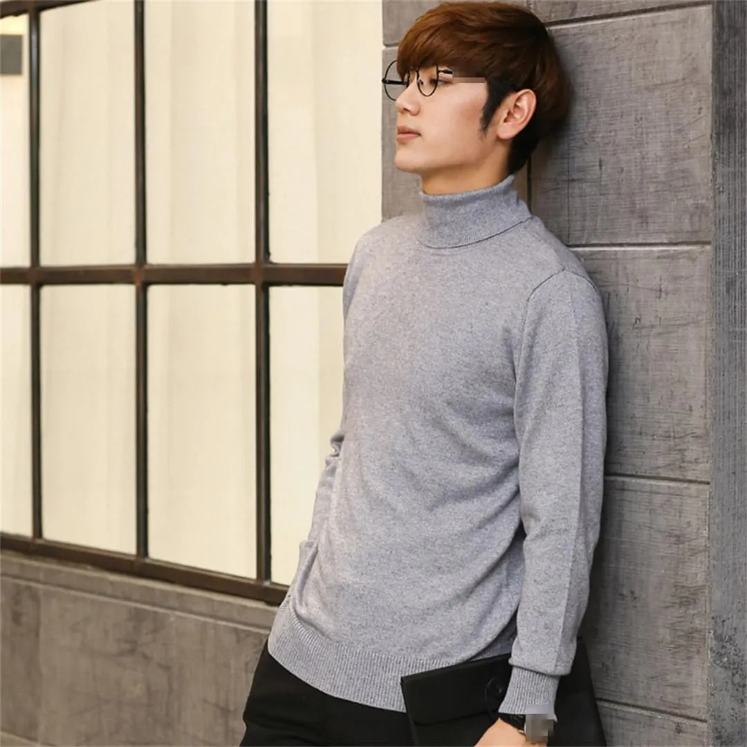 Men Sweater Winter Jumpers Cashmere Knitted Sweaters Warm Turtleneck Pullovers