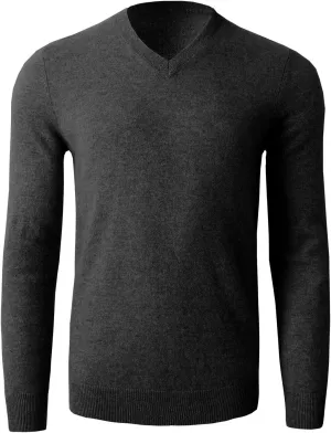 Men's 100 Cashmere Sweaters Soft Warm V-Neck Casual Pullovers
