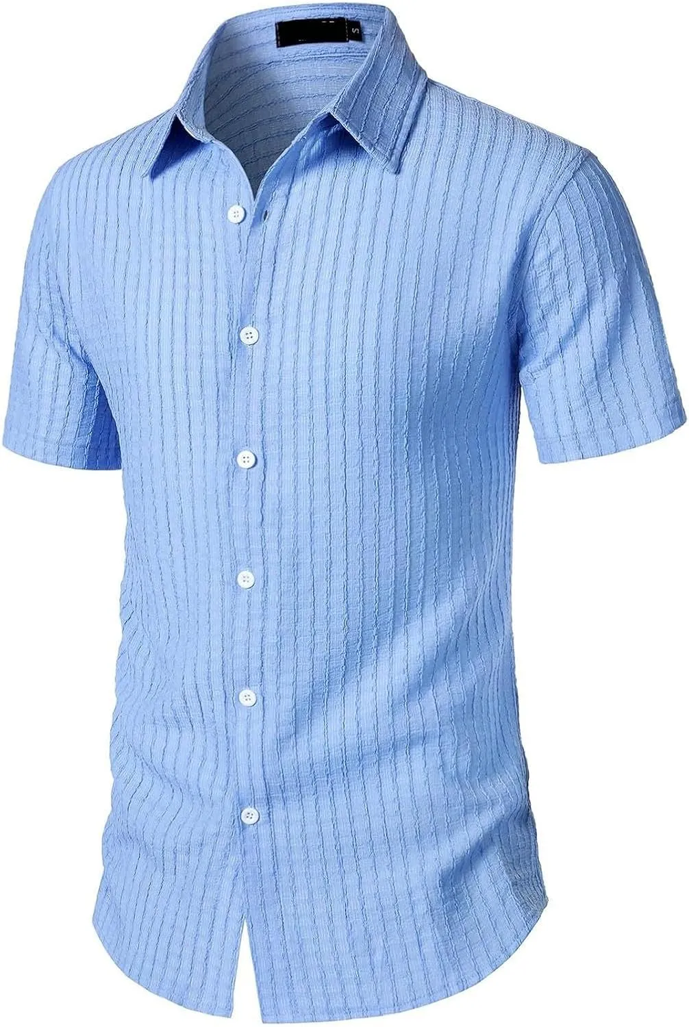 Men's Button Down Shirts Short Sleeve Casual Dress Shirts Summer Solid Beach Vacation Shirts 2025 Summer