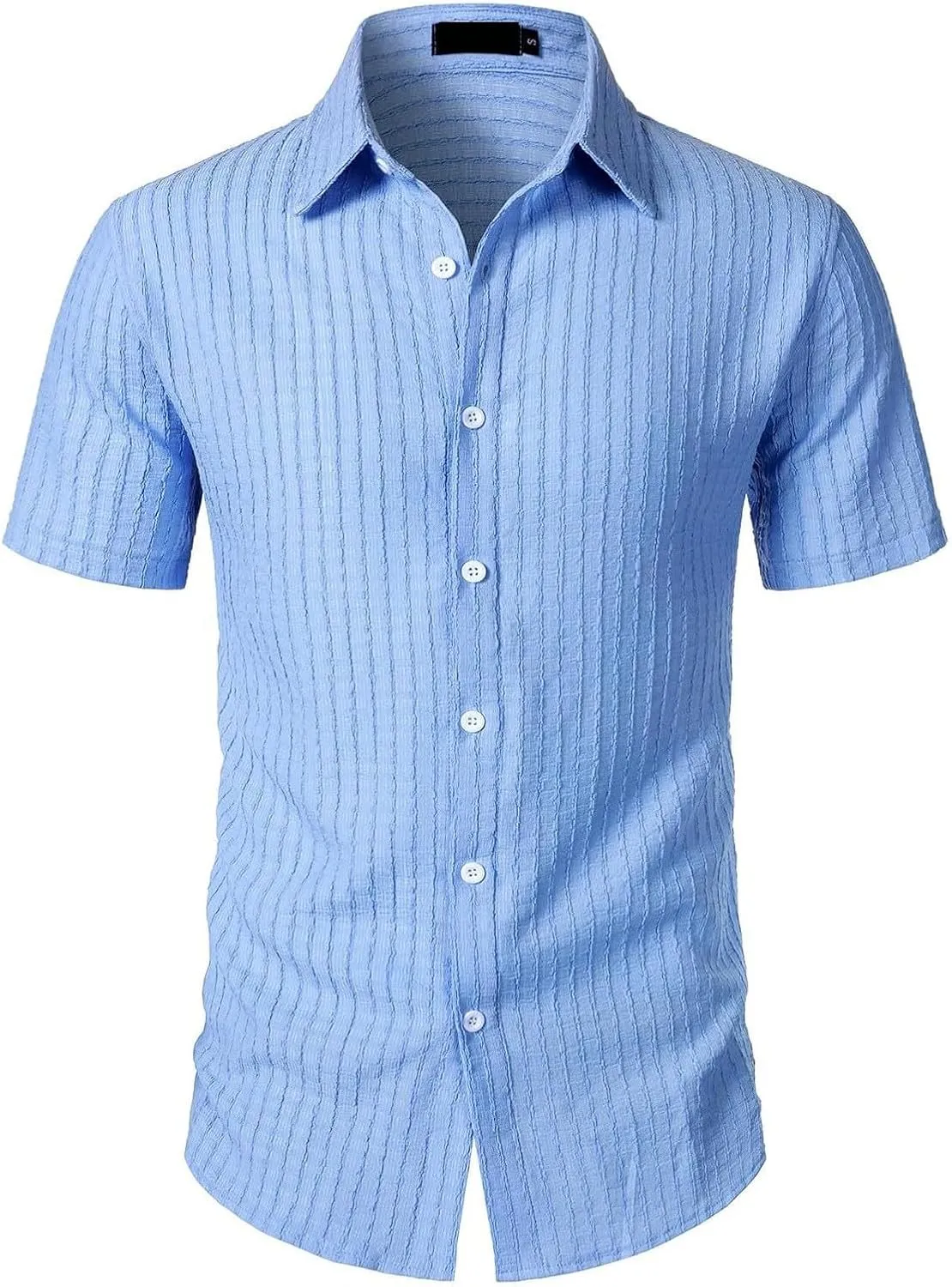Men's Button Down Shirts Short Sleeve Casual Dress Shirts Summer Solid Beach Vacation Shirts 2025 Summer
