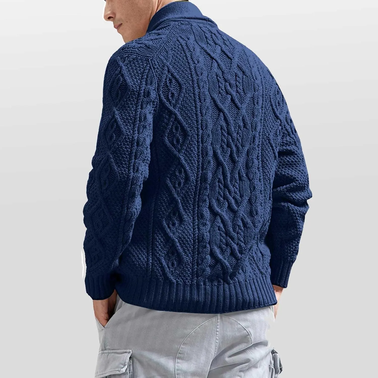 Mens Cardigan Sweater with Hooded, Men's Knitted Cardigan Sweater Fashion Thick Full Zip Up Sweaters for Men Jacket