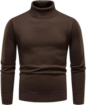 Men's Cardigan Sweaters with Buttons Ribbed Slim Fit Knitted Pullover Autumn Winter Turtleneck Solid Sweater, M-4XL