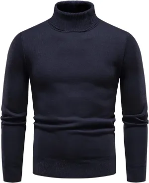 Men's Cardigan Sweaters with Buttons Ribbed Slim Fit Knitted Pullover Autumn Winter Turtleneck Solid Sweater, M-4XL