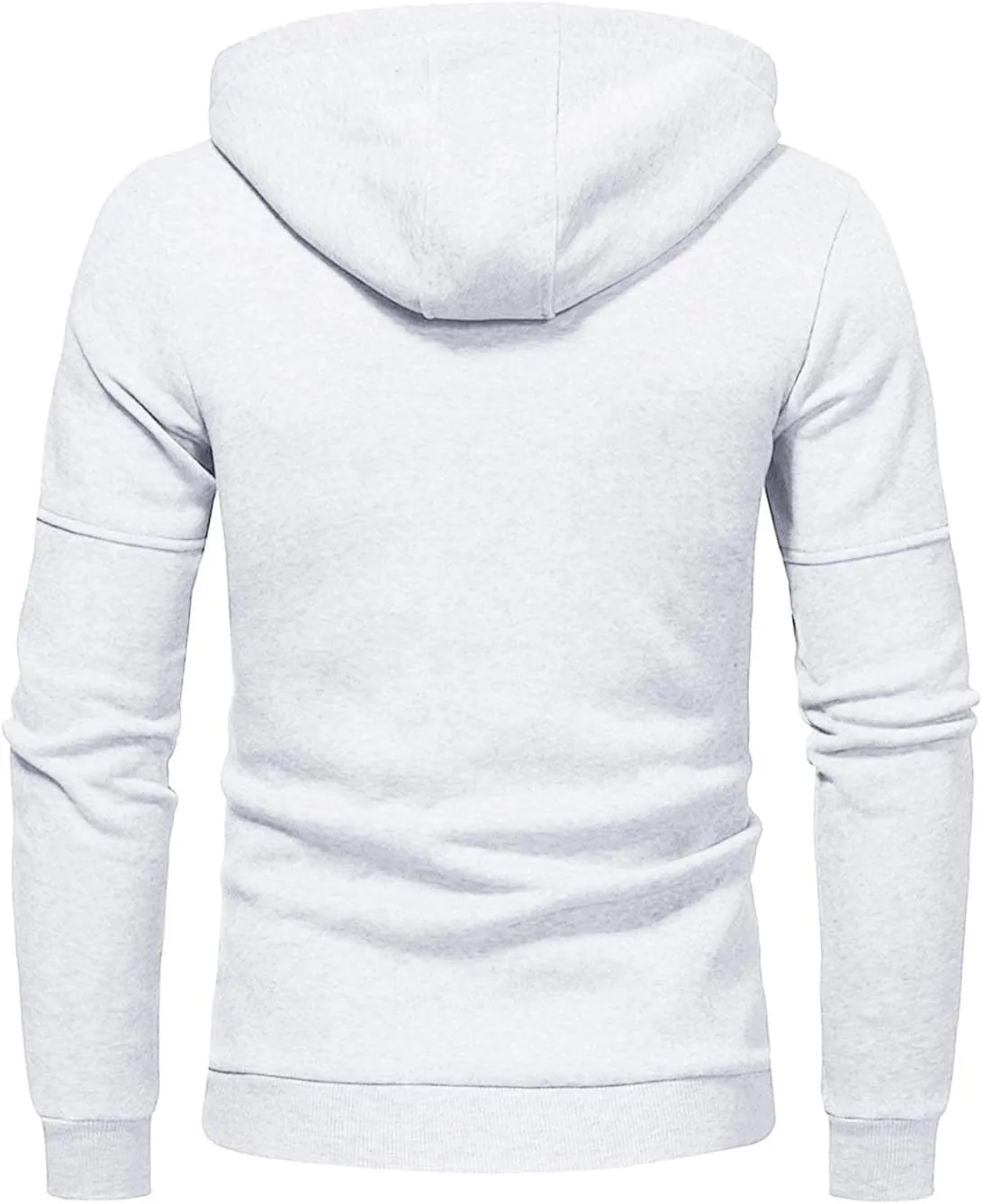 Men's Casual Hooded Jacket Solid Long Sleeve Full Zip Coat Lightweight Winter Outdoor Outwear with 3 Zip Pockets