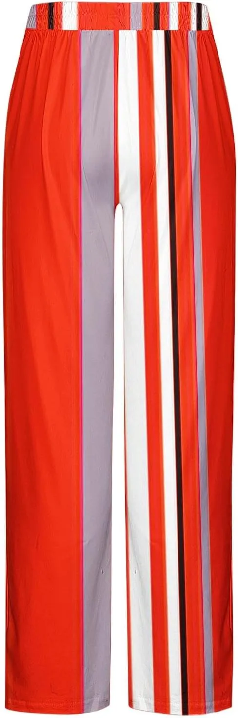 Men's Casual Pants Elastic Waist Yoga Beach Pants Lightweight Loose Fit Stripes Patchwork Straight Joggers Trousers