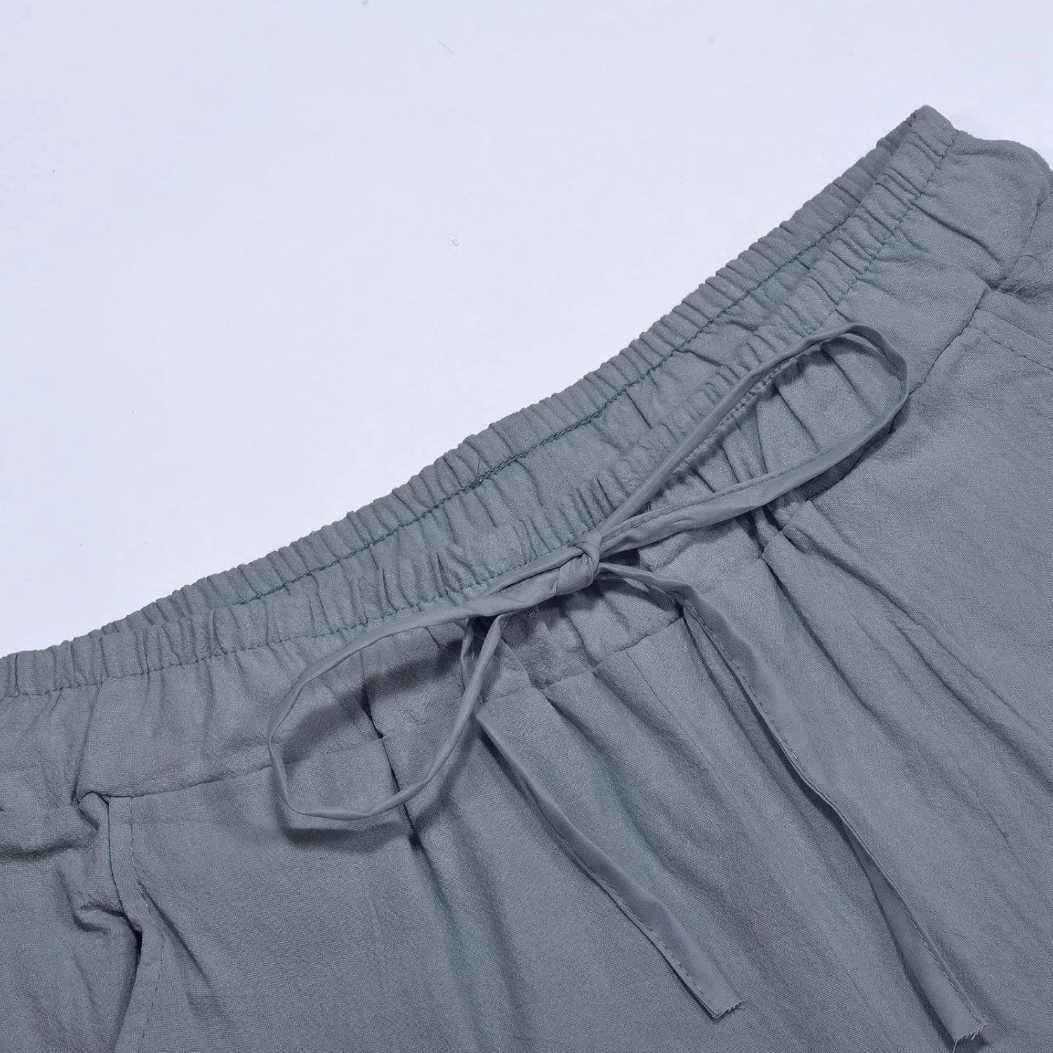 Men's Cotton Linen Pants Casual Drawstring Elastic Waist Beach Pants Loose Yoga Pants Yoga Pants