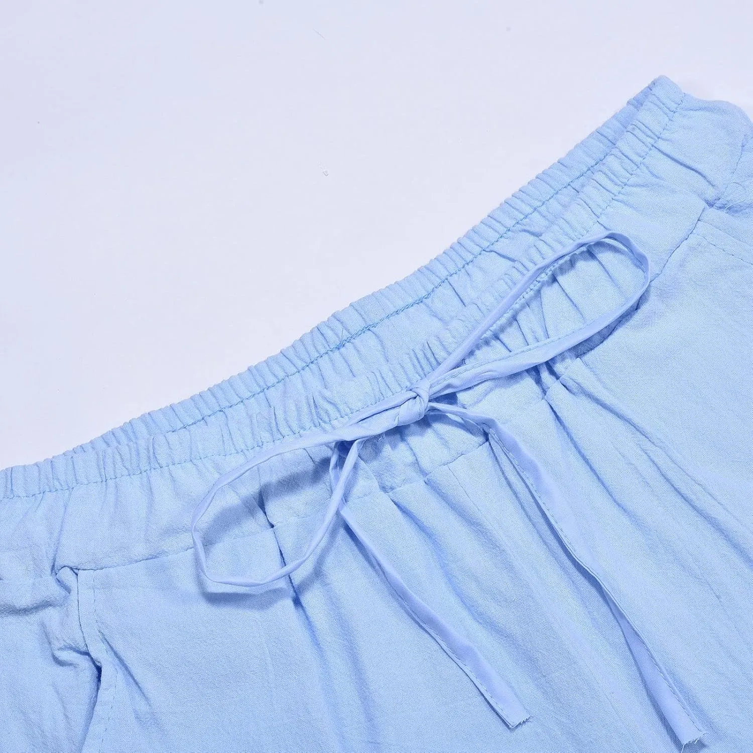 Men's Cotton Linen Pants Casual Drawstring Elastic Waist Beach Pants Loose Yoga Pants Yoga Pants