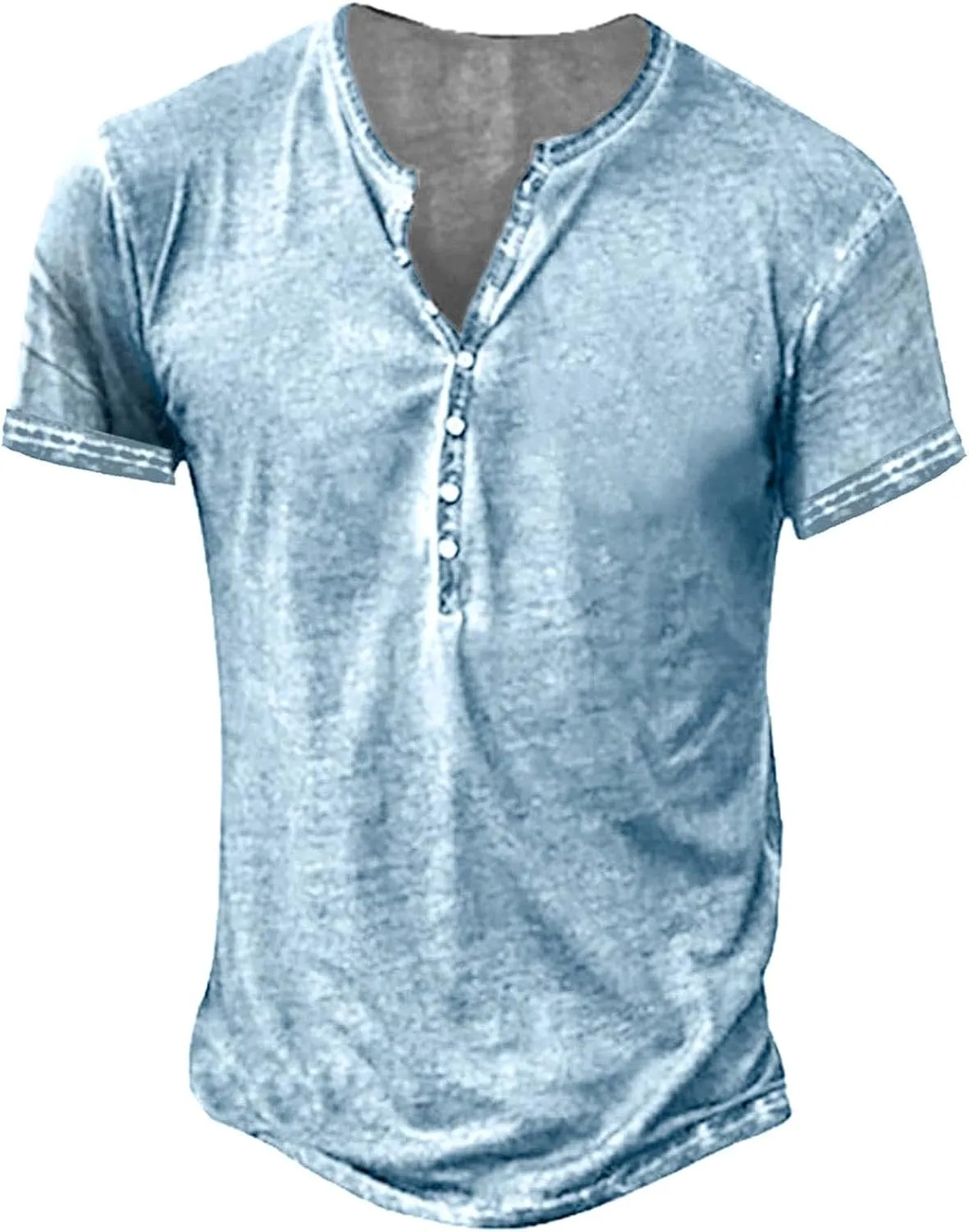 Mens Distressed Henley Shirts Vintage Long Sleeve Shirts Casual Button Down V Neck T Shirts for Men