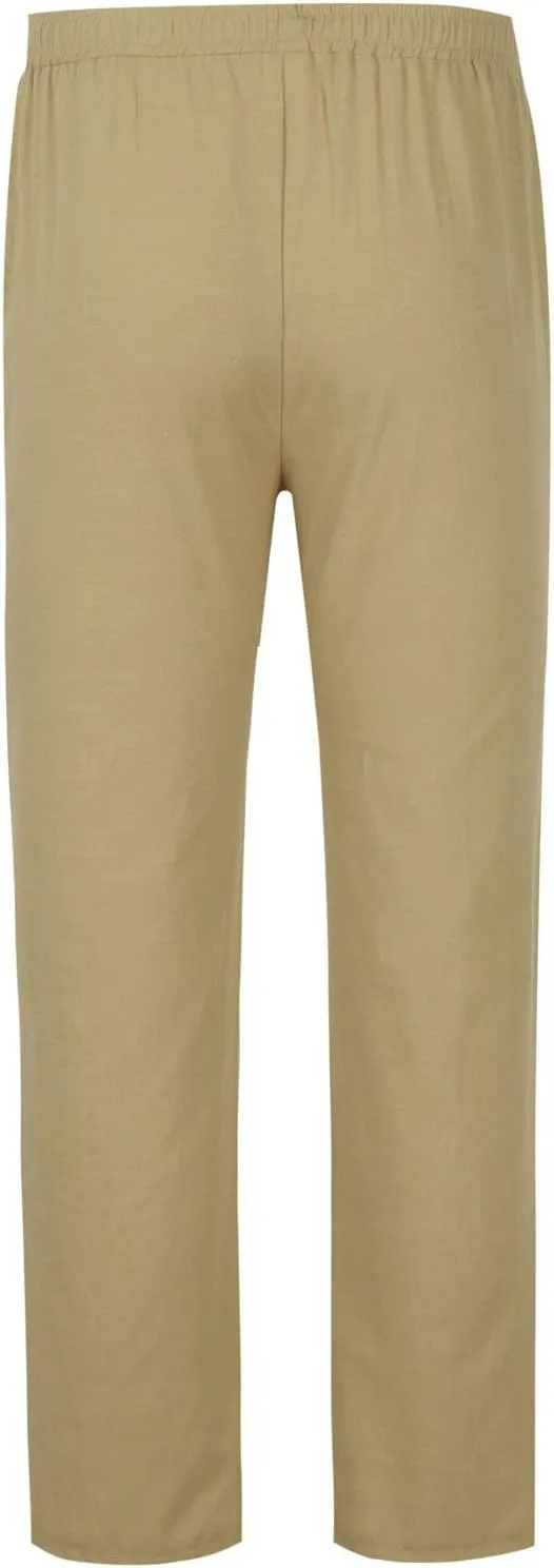 Mens Elastic Waist Drawstring Pants Lightweight Casual Straight Yoga Trouser Summer Joggers Beach Pant with Pocket