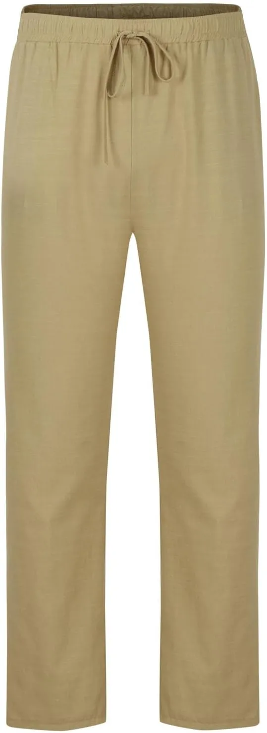 Mens Elastic Waist Drawstring Pants Lightweight Casual Straight Yoga Trouser Summer Joggers Beach Pant with Pocket