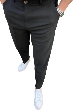 Men's Fashion Stretch Dress Pants Slim Fit Plaid Pants Business Suit Pants Casual Golf Pants