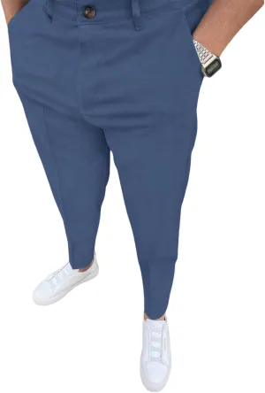 Men's Fashion Stretch Dress Pants Slim Fit Plaid Pants Business Suit Pants Casual Golf Pants
