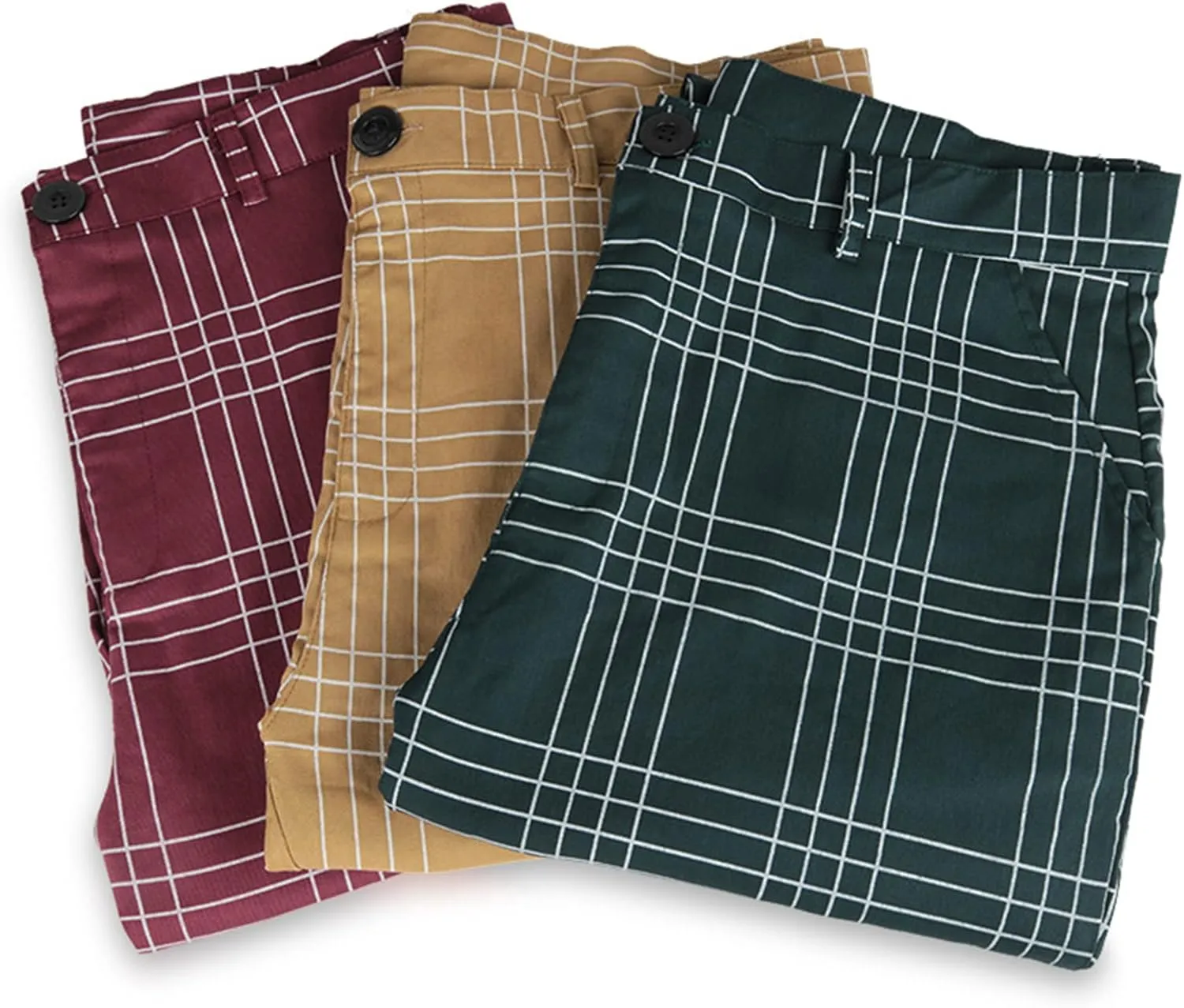 Men's Fashion Stretch Dress Pants Slim Fit Plaid Pants Business Suit Pants Casual Golf Pants