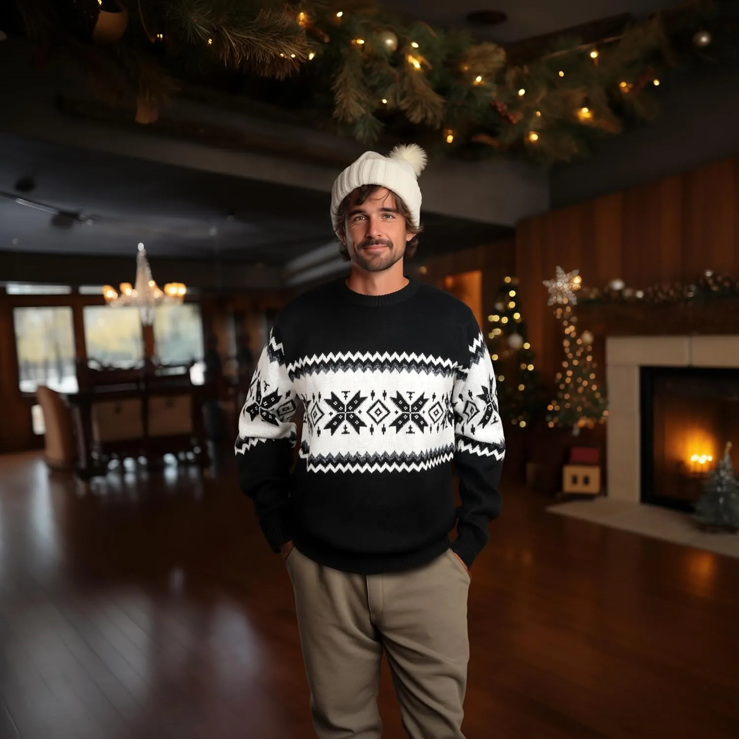 Mens Fleece Pullovers Sweaters Vintage Funny Aesthetic Sweater Ugly Christmas Jumper
