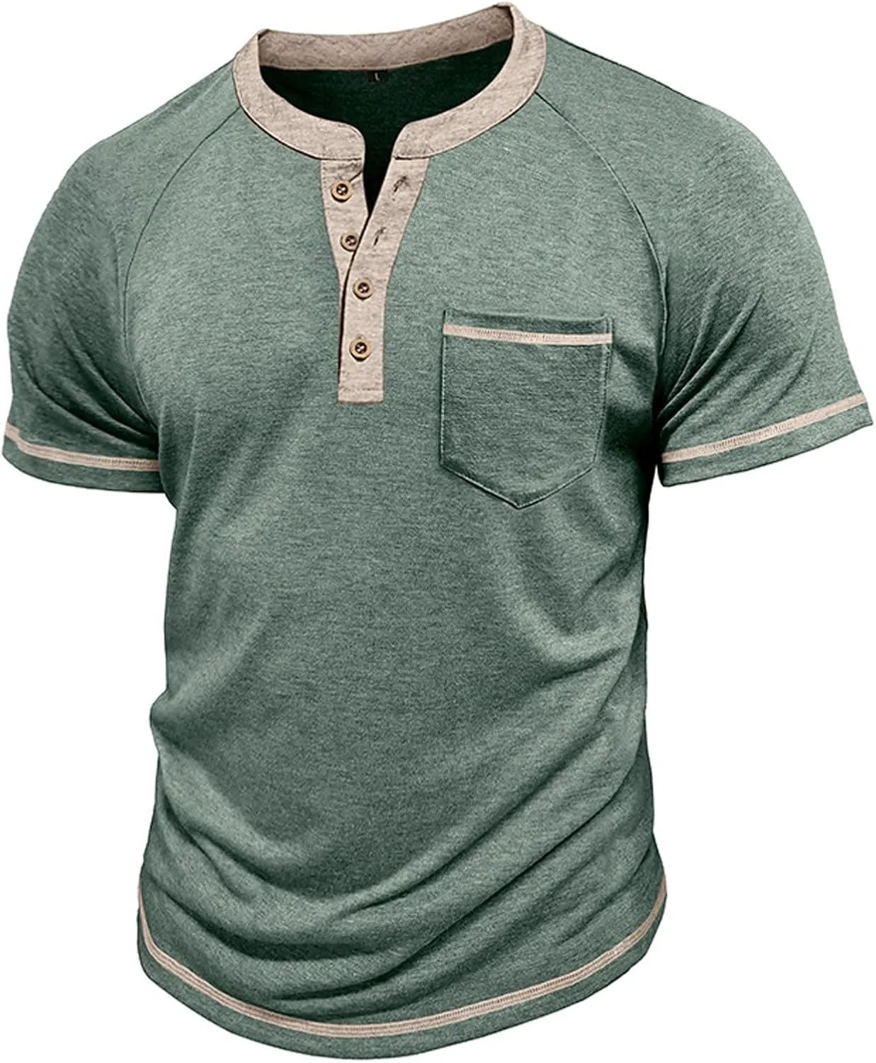 Mens Henley Shirts Short Sleeve Casual Button T-Shirts Basic Cotton Tee Shirts Summer Moisture Wicking Lightweight Tee Tops