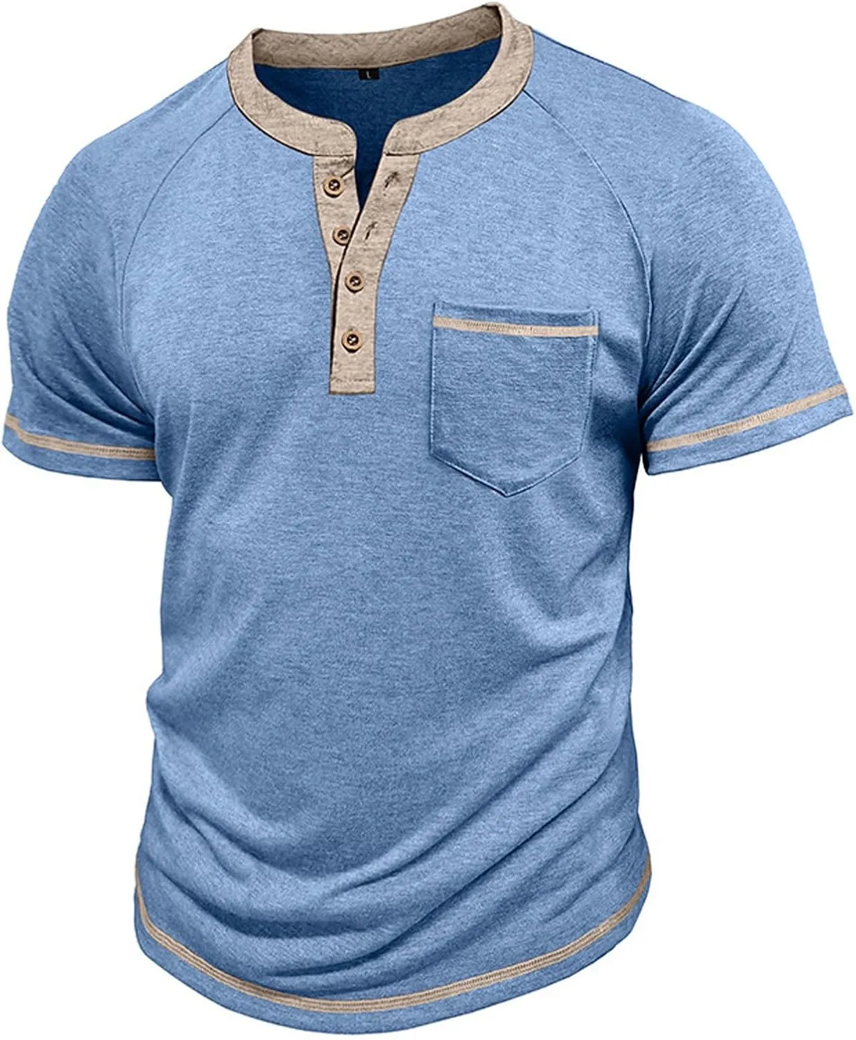 Mens Henley Shirts Short Sleeve Casual Button T-Shirts Basic Cotton Tee Shirts Summer Moisture Wicking Lightweight Tee Tops