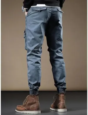 MenS Light Cargo Pants Multi-Pockets Harem Pants Outdoors Sports Pants Slim-Fit Casual Pants