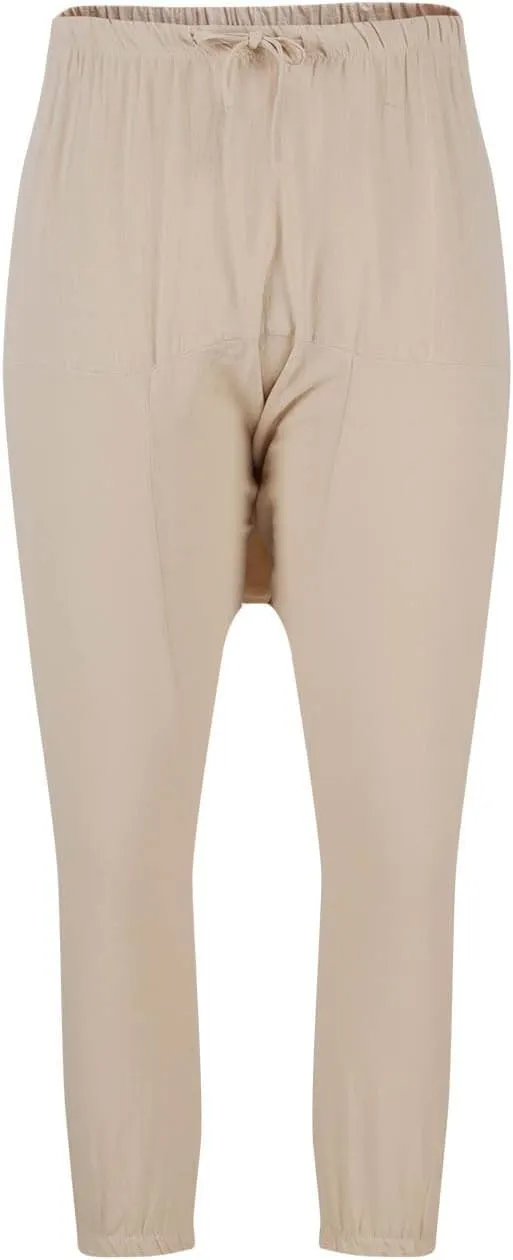 Men's Linen Pants Casual Pants Relaxed-Fit Beach Pants Summer Trousers Drawstring Elastic Waist Pants