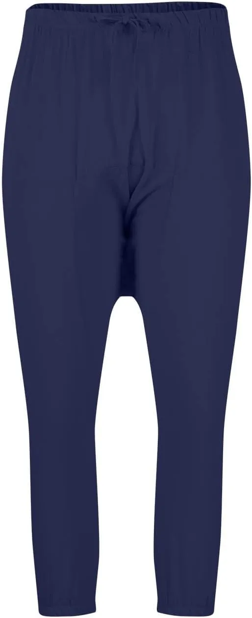 Men's Linen Pants Casual Pants Relaxed-Fit Beach Pants Summer Trousers Drawstring Elastic Waist Pants