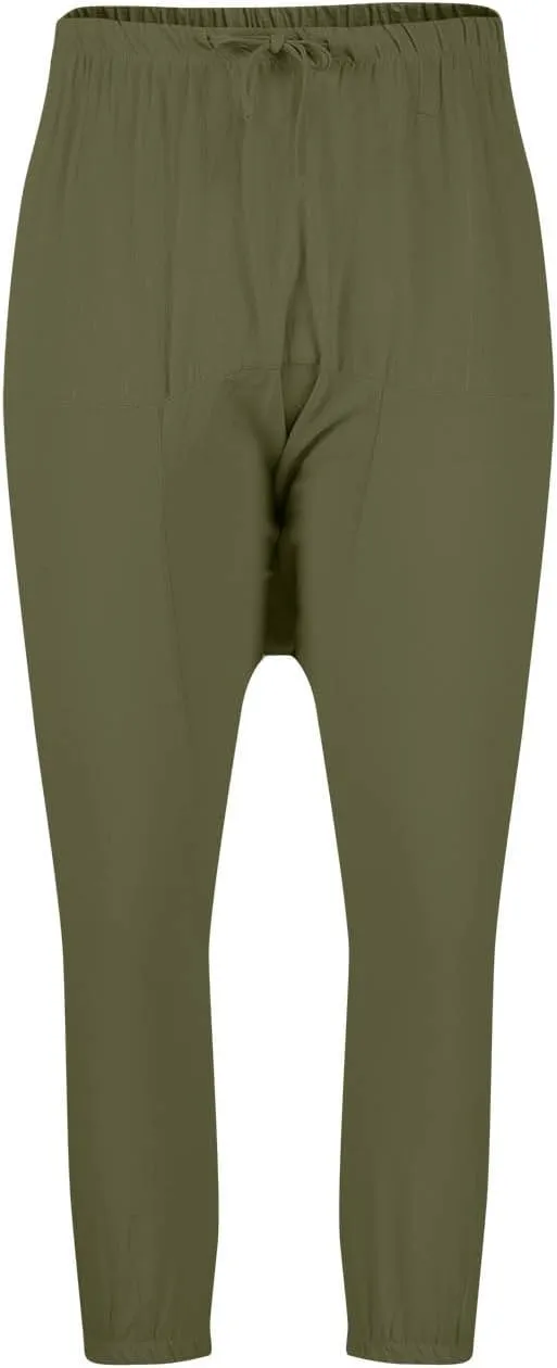 Men's Linen Pants Casual Pants Relaxed-Fit Beach Pants Summer Trousers Drawstring Elastic Waist Pants