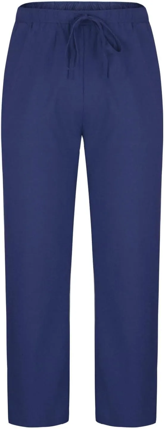 Mens Linen Pants Casual Pants Relaxed-Fit Beach Pants Summer Trousers Drawstring Elastic Waist Pants