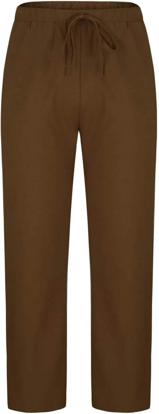Mens Linen Pants Casual Pants Relaxed-Fit Beach Pants Summer Trousers Drawstring Elastic Waist Pants
