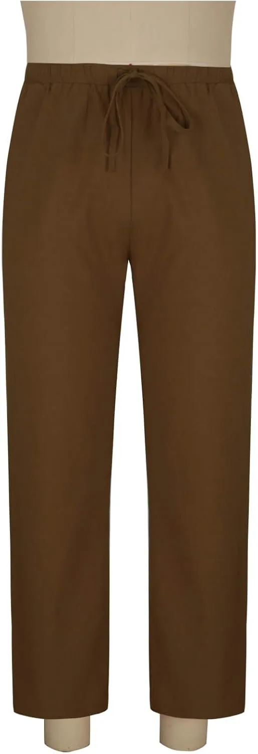 Mens Linen Pants Casual Pants Relaxed-Fit Beach Pants Summer Trousers Drawstring Elastic Waist Pants