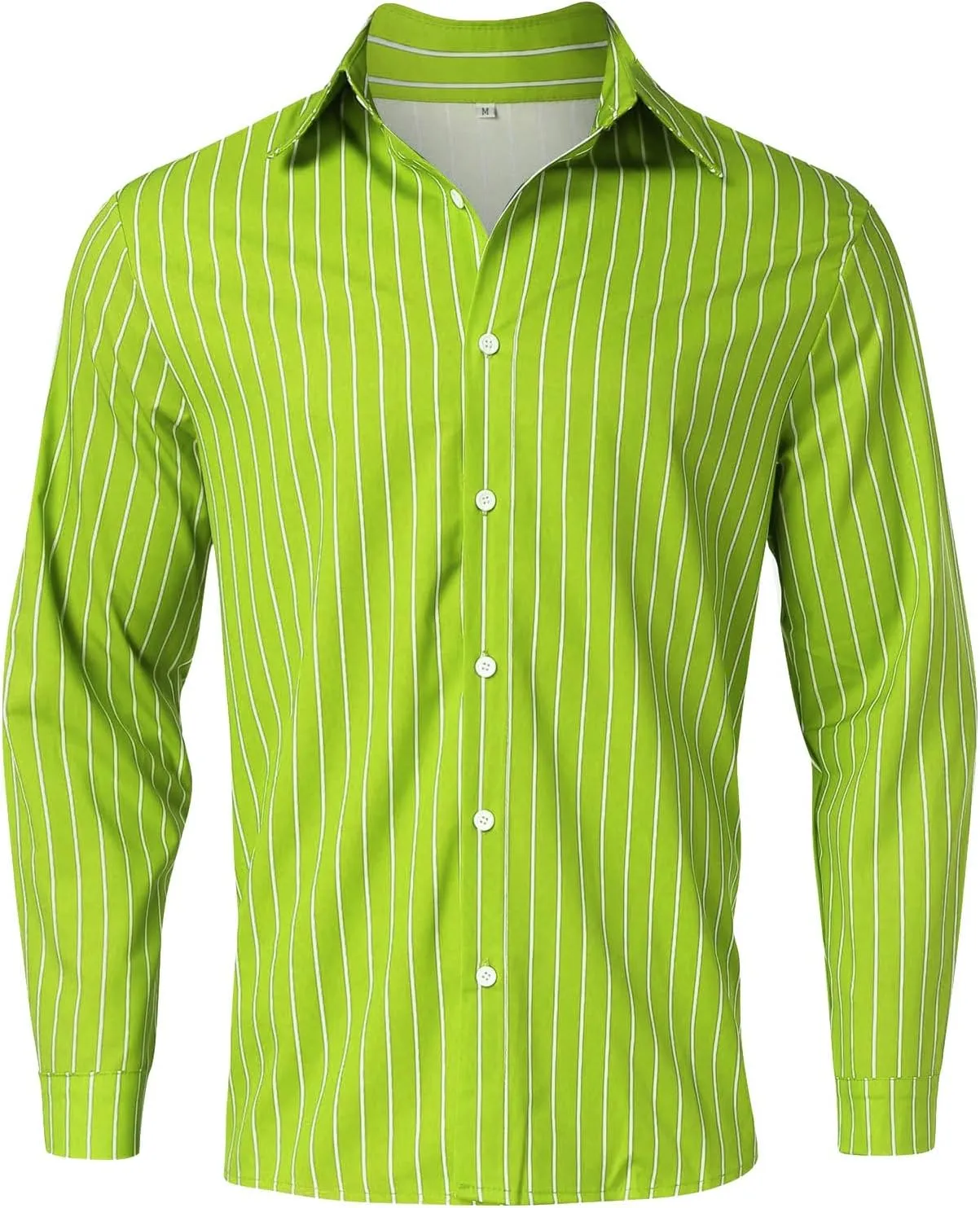 Men's Long Sleeve Button Down Dress Shirts Color Striped Business Casual Work Shirts Untucked Stretch Cuban Shirts
