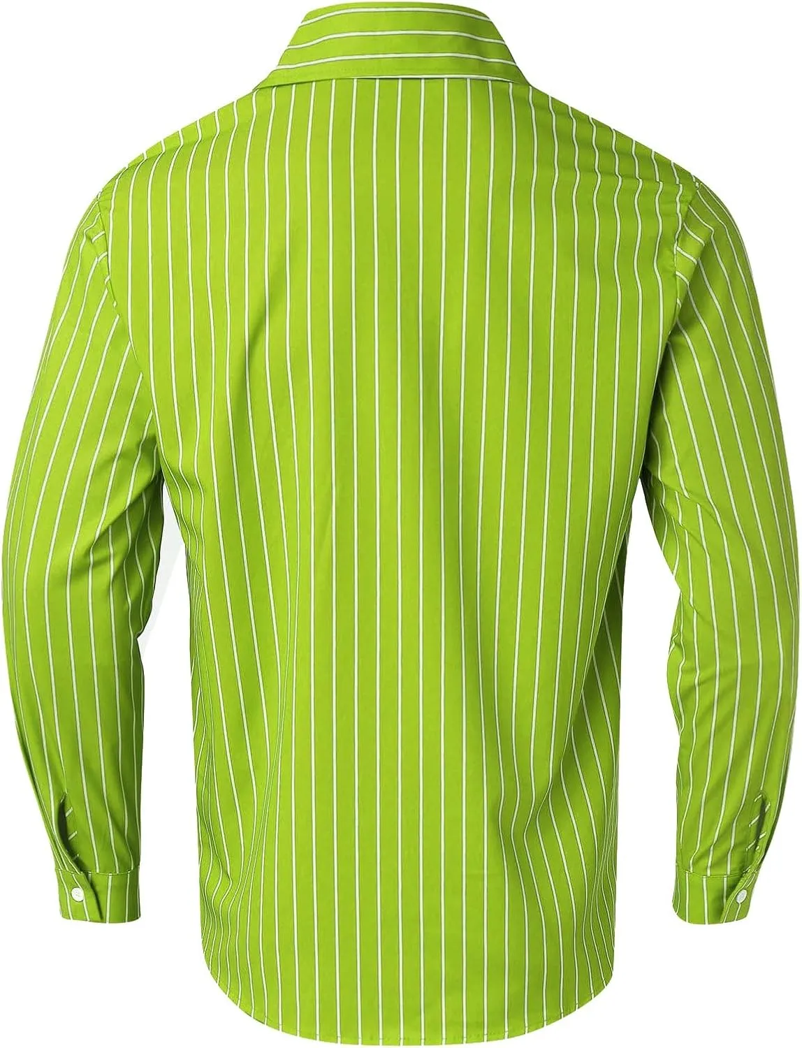 Men's Long Sleeve Button Down Dress Shirts Color Striped Business Casual Work Shirts Untucked Stretch Cuban Shirts
