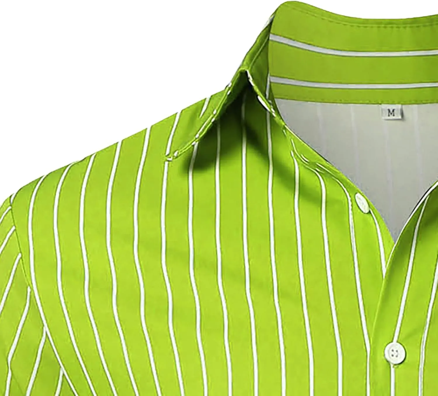 Men's Long Sleeve Button Down Dress Shirts Color Striped Business Casual Work Shirts Untucked Stretch Cuban Shirts