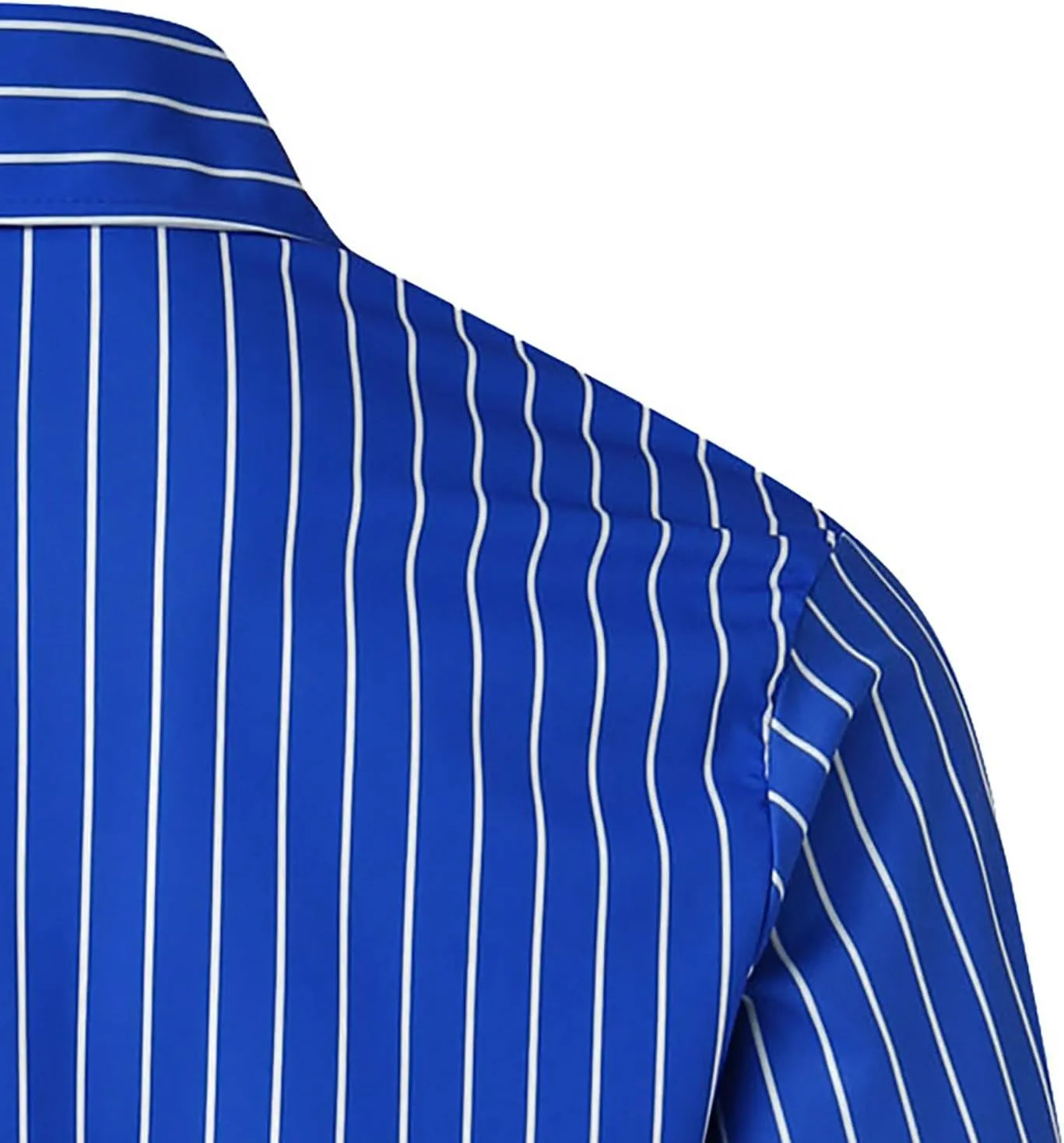 Men's Long Sleeve Button Down Dress Shirts Color Striped Business Casual Work Shirts Untucked Stretch Cuban Shirts