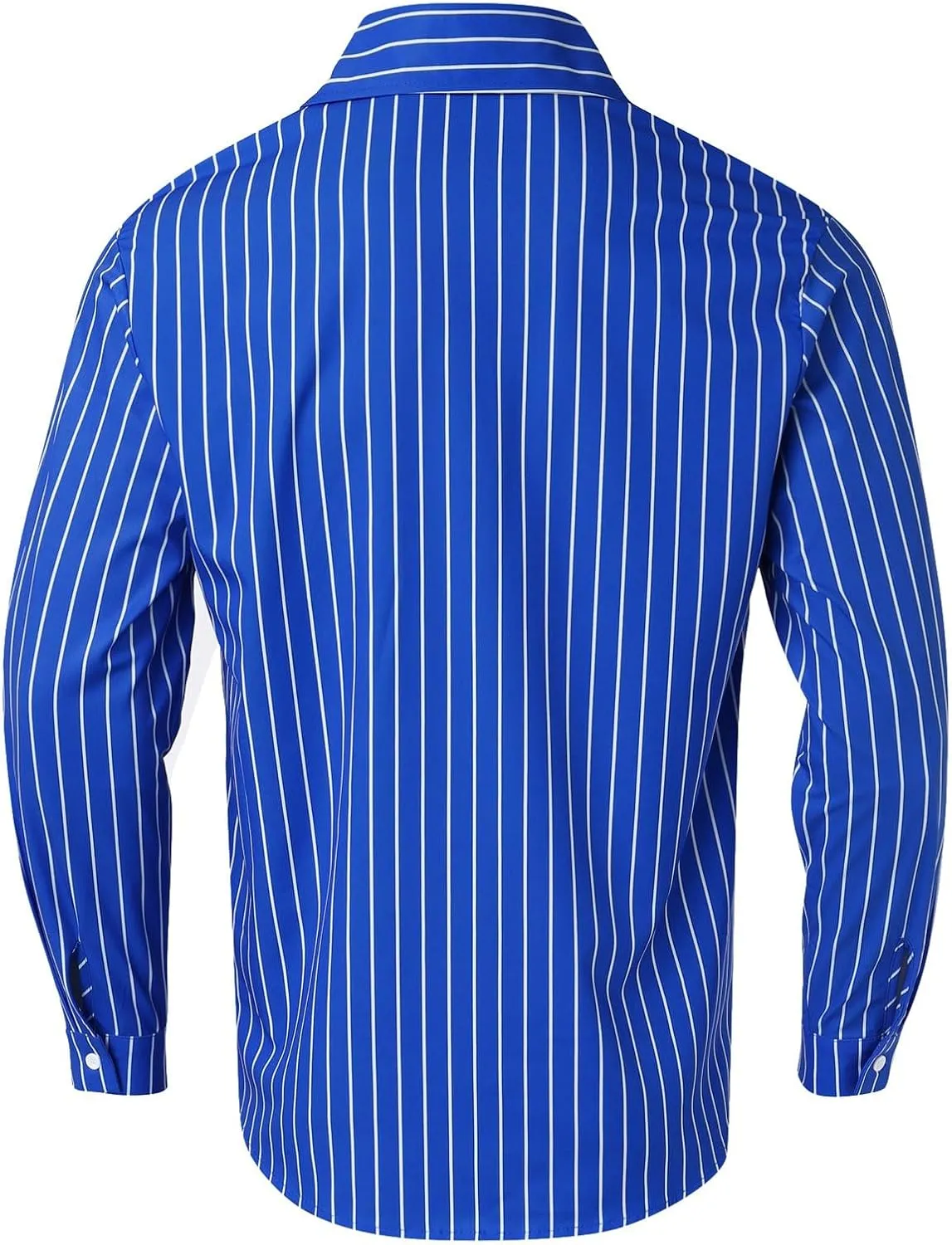 Men's Long Sleeve Button Down Dress Shirts Color Striped Business Casual Work Shirts Untucked Stretch Cuban Shirts