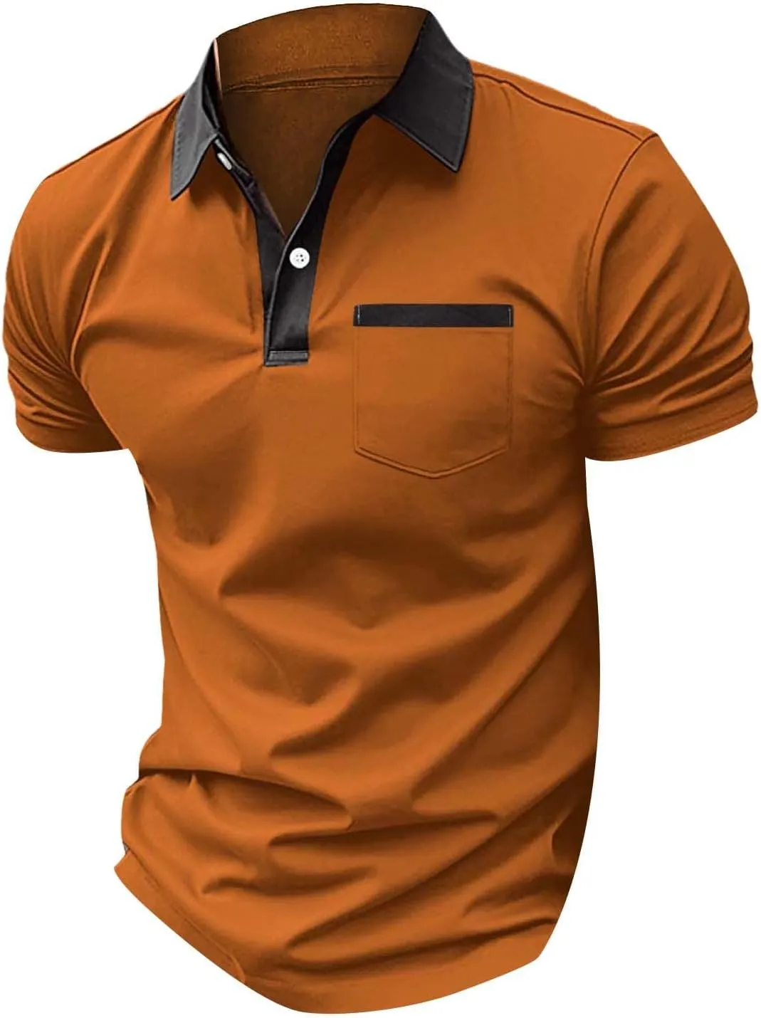 Men's Shirts Casual Stylish Button Down Short Sleeve Polo Shirts Patchwork Summer Shirts Loose Athletic Pullover Tees