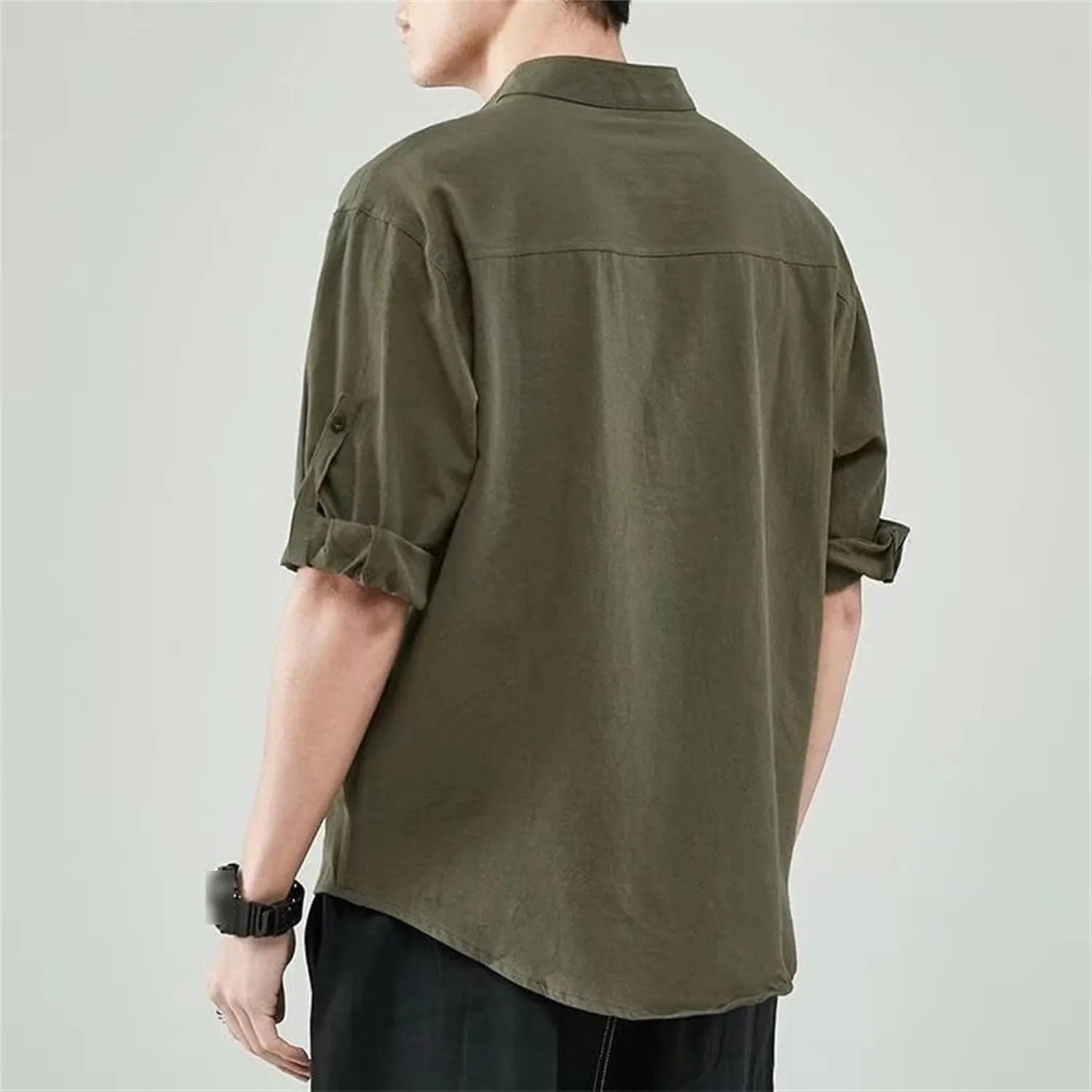 Men's Short Sleeve Button Down Shirts Summer Casual Linen Shirts Tops Stylish Business Dress Shirts with Pocket