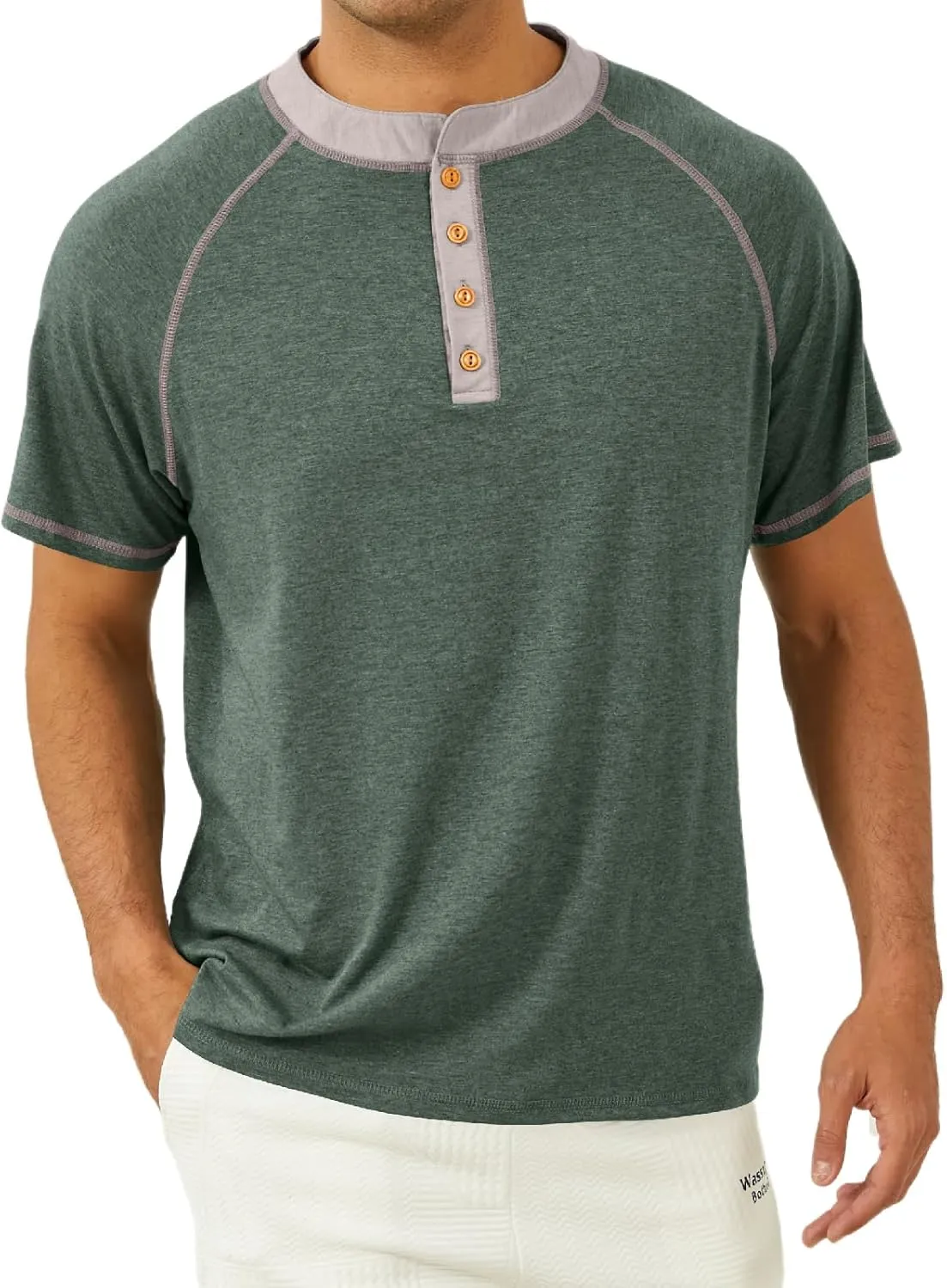 Mens Short Sleeve Henley Shirts Casual Button T-Shirts Basic Cotton Tee Shirts Summer Lightweight Tee Tops