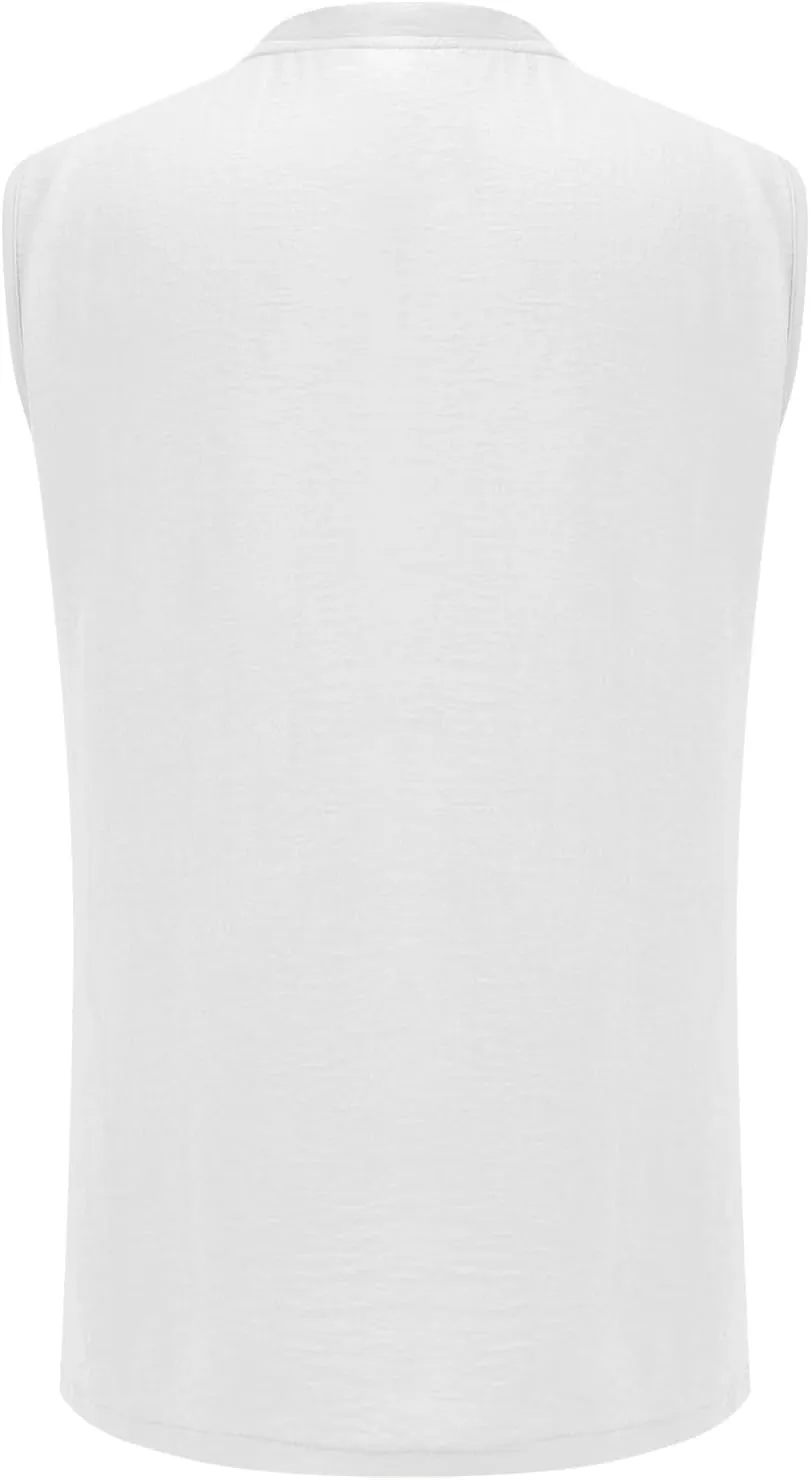 Men's Sleeveless Tank Tops Trendy V Neck Muscle Cut Off Shirts Quick Dry Gym Running Workout Bodybuilding Shirt Summer