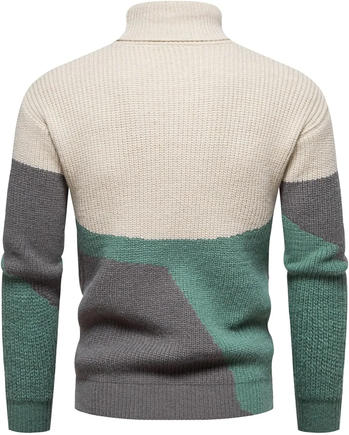 Mens Sweater Men's Contrast Color Slim Fit Turtleneck Sweater Pullover Sweater Basic Twist Patterned Knitted Sweater